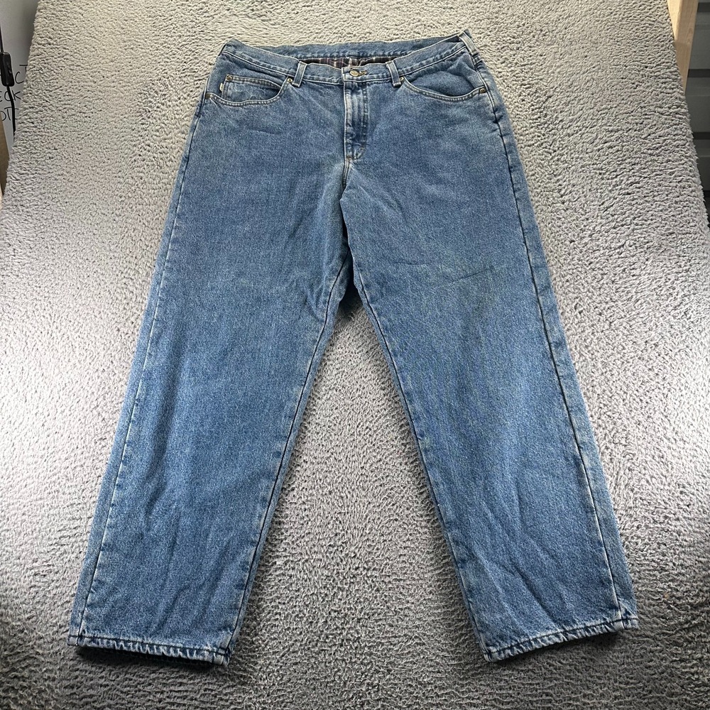 L.L.Bean Double‎ L Jeans Mens 38x32 Blue Cotton Denim Straight Relaxed Workwear
